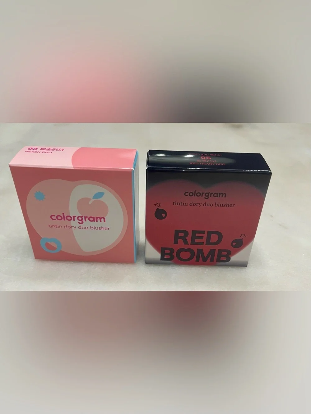 Colorgram Red Bomb Tintin Dory Duo Blush - Red and Pink AND Colorgram Duo Peach
